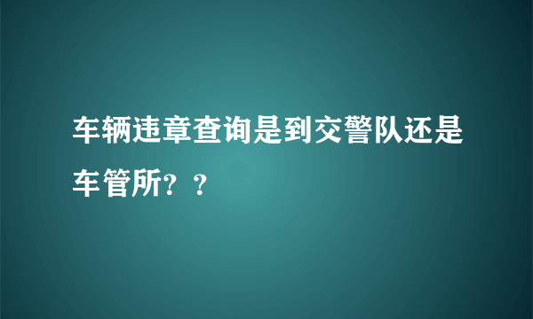 车辆违章查询是到交警队还是车管所？？