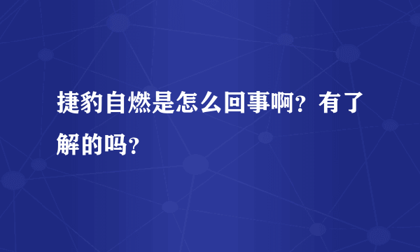 捷豹自燃是怎么回事啊？有了解的吗？