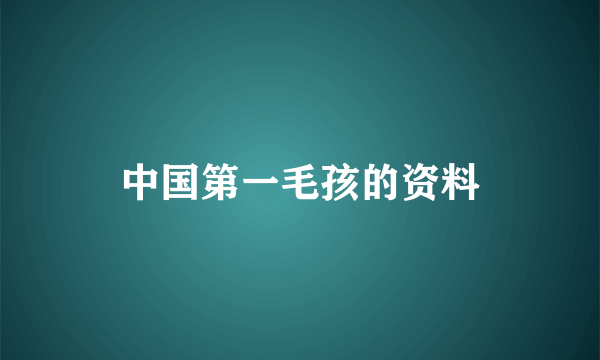 中国第一毛孩的资料