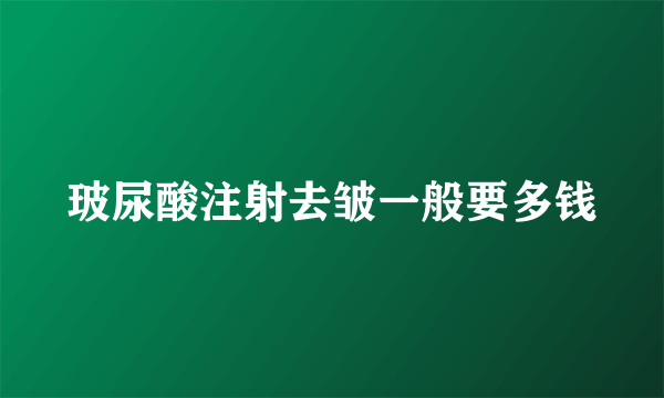 玻尿酸注射去皱一般要多钱