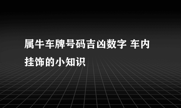 属牛车牌号码吉凶数字 车内挂饰的小知识