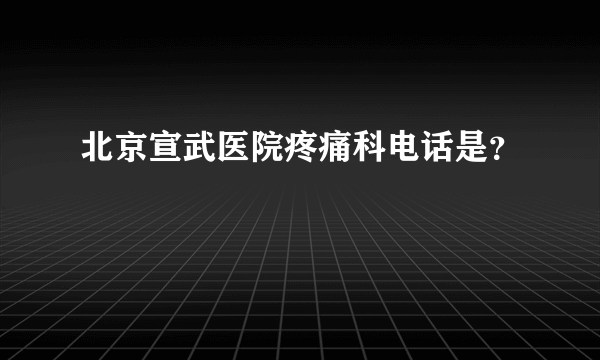 北京宣武医院疼痛科电话是？