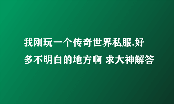 我刚玩一个传奇世界私服.好多不明白的地方啊 求大神解答