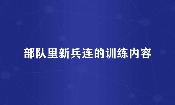 部队里新兵连的训练内容