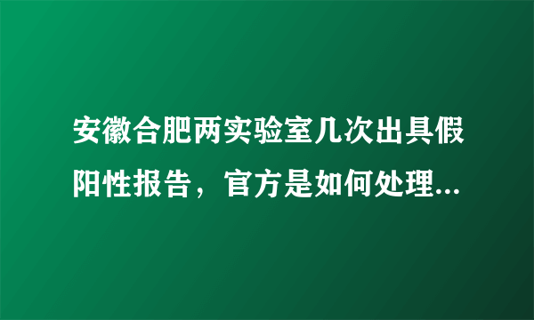 安徽合肥两实验室几次出具假阳性报告，官方是如何处理这件事的？