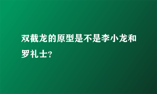 双截龙的原型是不是李小龙和罗礼士？