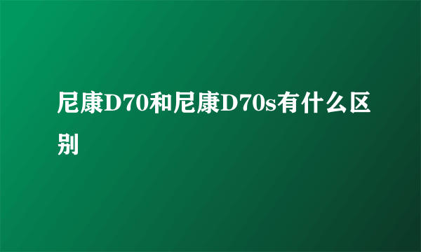 尼康D70和尼康D70s有什么区别