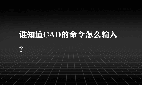 谁知道CAD的命令怎么输入？