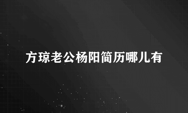 方琼老公杨阳简历哪儿有