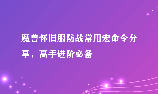 魔兽怀旧服防战常用宏命令分享，高手进阶必备