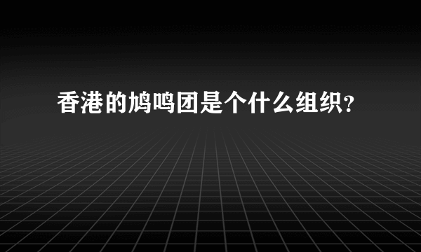 香港的鸠鸣团是个什么组织？