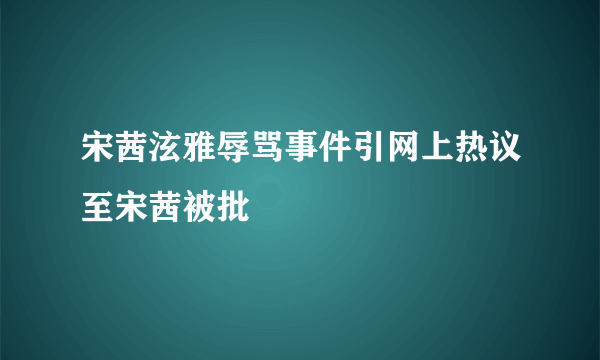 宋茜泫雅辱骂事件引网上热议至宋茜被批