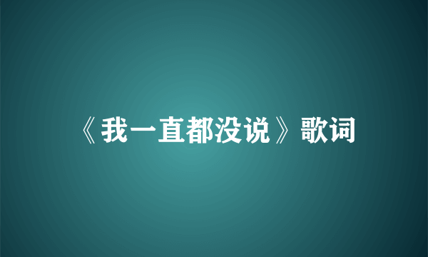 《我一直都没说》歌词