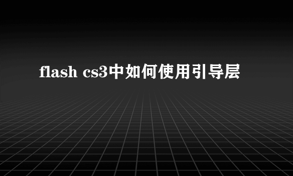 flash cs3中如何使用引导层