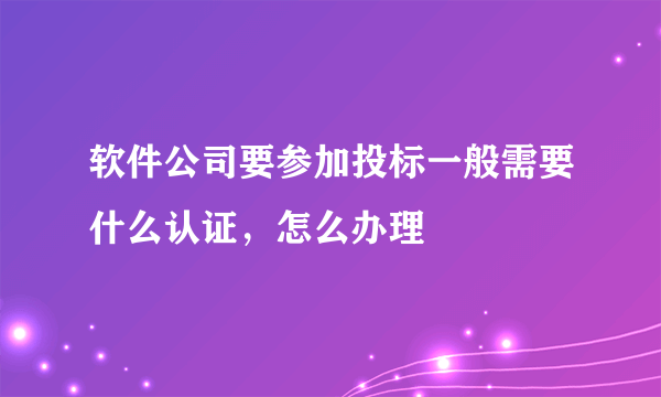 软件公司要参加投标一般需要什么认证，怎么办理