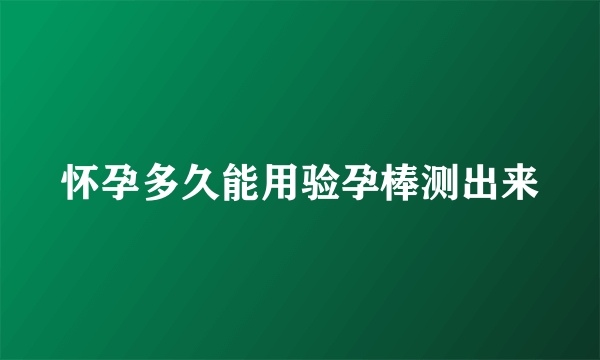 怀孕多久能用验孕棒测出来