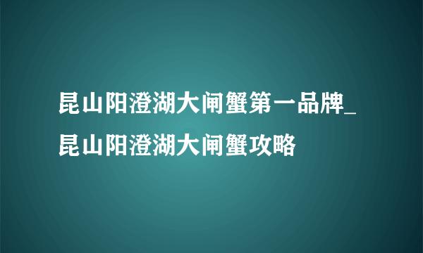 昆山阳澄湖大闸蟹第一品牌_昆山阳澄湖大闸蟹攻略