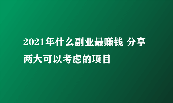 2021年什么副业最赚钱 分享两大可以考虑的项目