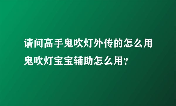 请问高手鬼吹灯外传的怎么用鬼吹灯宝宝辅助怎么用？