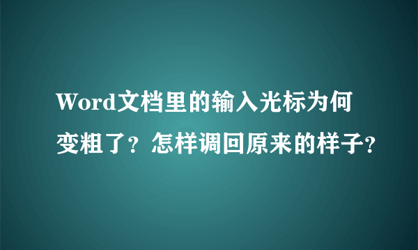 Word文档里的输入光标为何变粗了？怎样调回原来的样子？