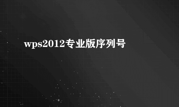 wps2012专业版序列号