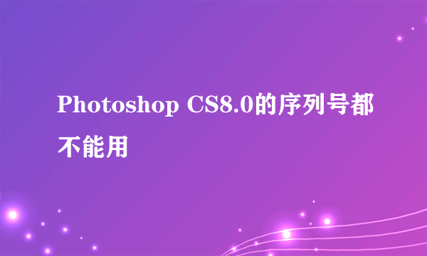 Photoshop CS8.0的序列号都不能用