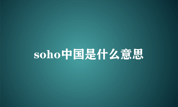 soho中国是什么意思