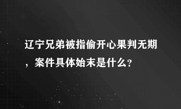 辽宁兄弟被指偷开心果判无期，案件具体始末是什么？