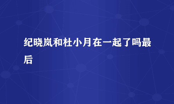 纪晓岚和杜小月在一起了吗最后