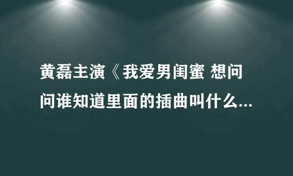 黄磊主演《我爱男闺蜜 想问问谁知道里面的插曲叫什么名 歌词是