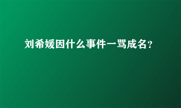 刘希媛因什么事件一骂成名？