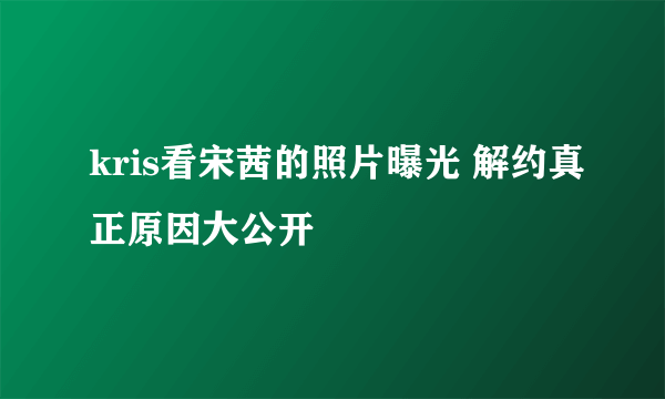 kris看宋茜的照片曝光 解约真正原因大公开