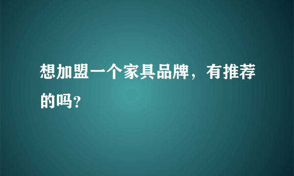 想加盟一个家具品牌，有推荐的吗？