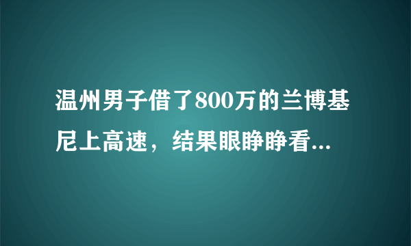 温州男子借了800万的兰博基尼上高速，结果眼睁睁看着车子被烧穿, 你怎么看？