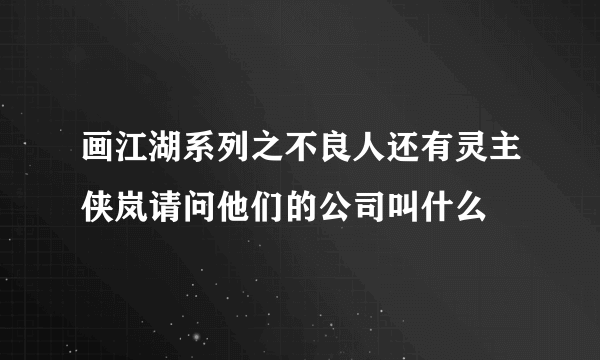 画江湖系列之不良人还有灵主侠岚请问他们的公司叫什么