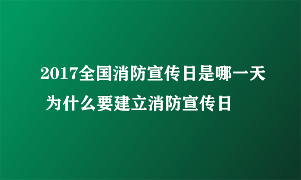 2017全国消防宣传日是哪一天 为什么要建立消防宣传日