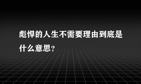 彪悍的人生不需要理由到底是什么意思？