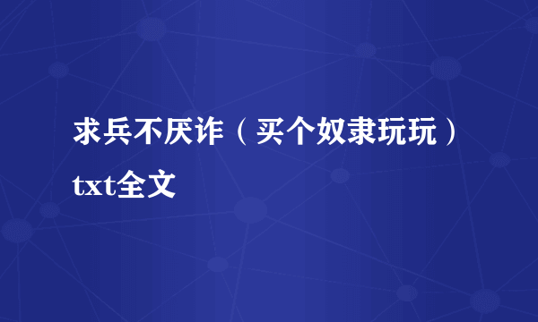 求兵不厌诈（买个奴隶玩玩）txt全文