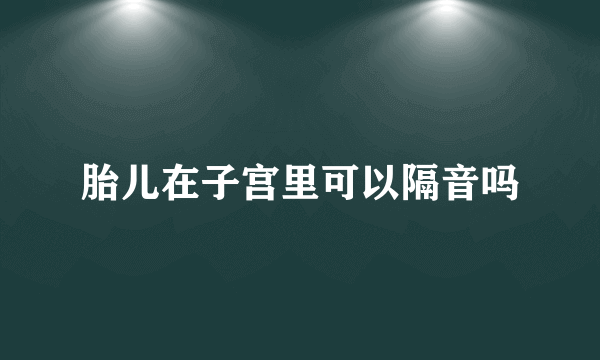 胎儿在子宫里可以隔音吗