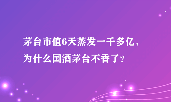 茅台市值6天蒸发一千多亿，为什么国酒茅台不香了？