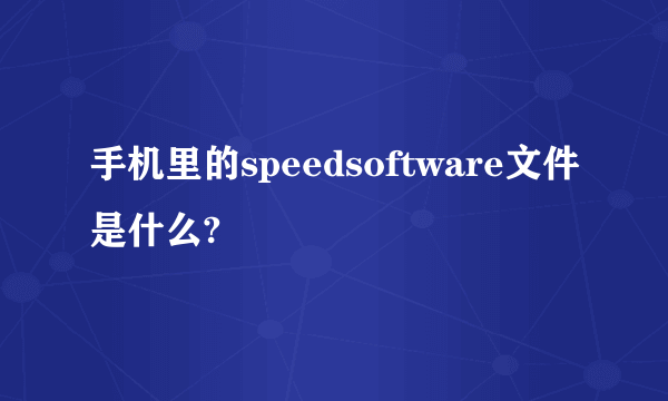 手机里的speedsoftware文件是什么?