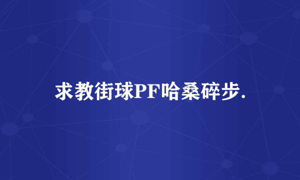 求教街球PF哈桑碎步.