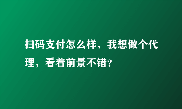 扫码支付怎么样，我想做个代理，看着前景不错？