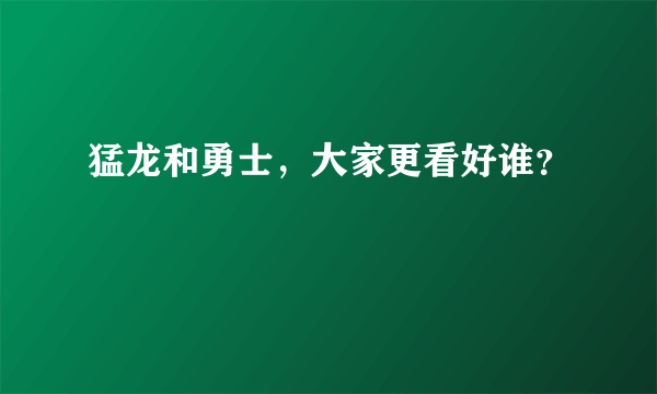 猛龙和勇士，大家更看好谁？