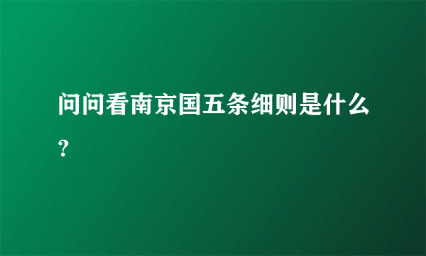 问问看南京国五条细则是什么？