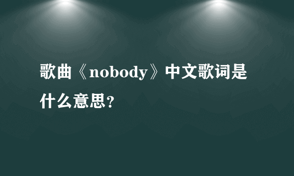 歌曲《nobody》中文歌词是什么意思？