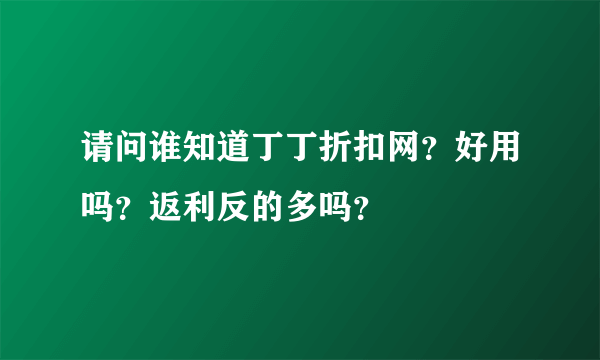 请问谁知道丁丁折扣网？好用吗？返利反的多吗？