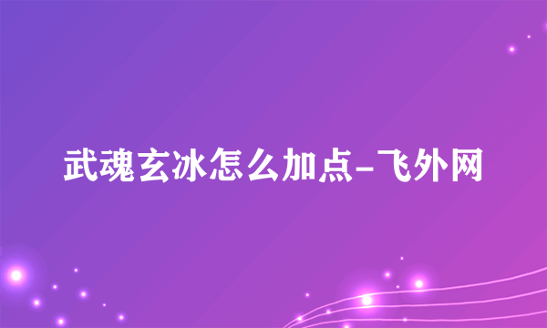 武魂玄冰怎么加点-飞外网