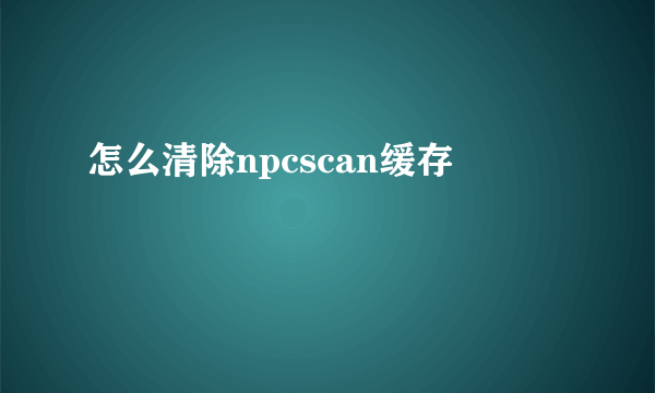 怎么清除npcscan缓存