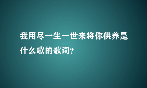 我用尽一生一世来将你供养是什么歌的歌词？